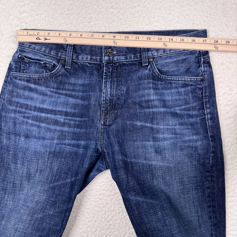 7 For All Mankind Standard Straight Jeans Mens 34 Blue Dark Wash Whiskered 34x29